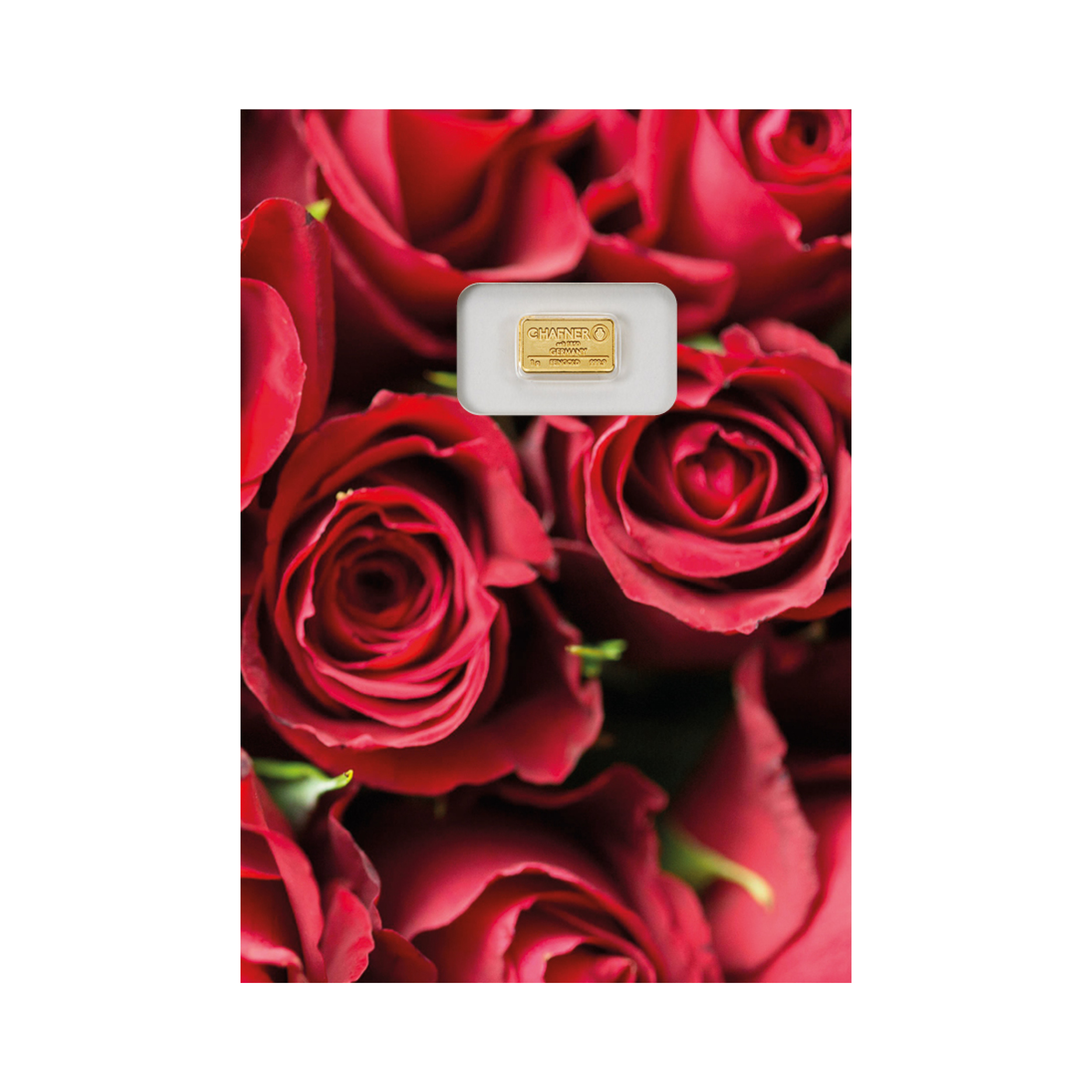 24K GOLD BAR C.HAFNER 1 G + SLEEVE ROSES