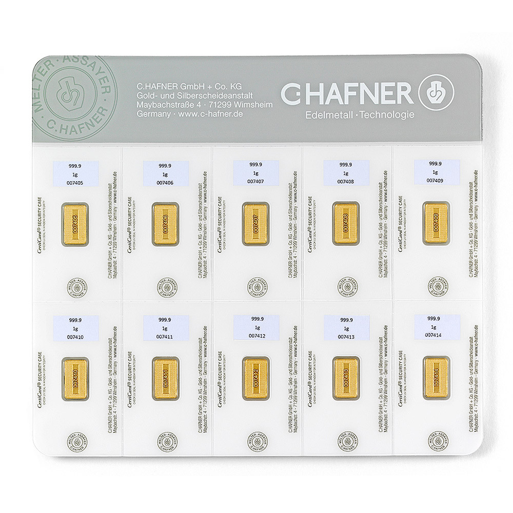 Gold Bar C.Hafner 10 x 1 g SMARTPACK