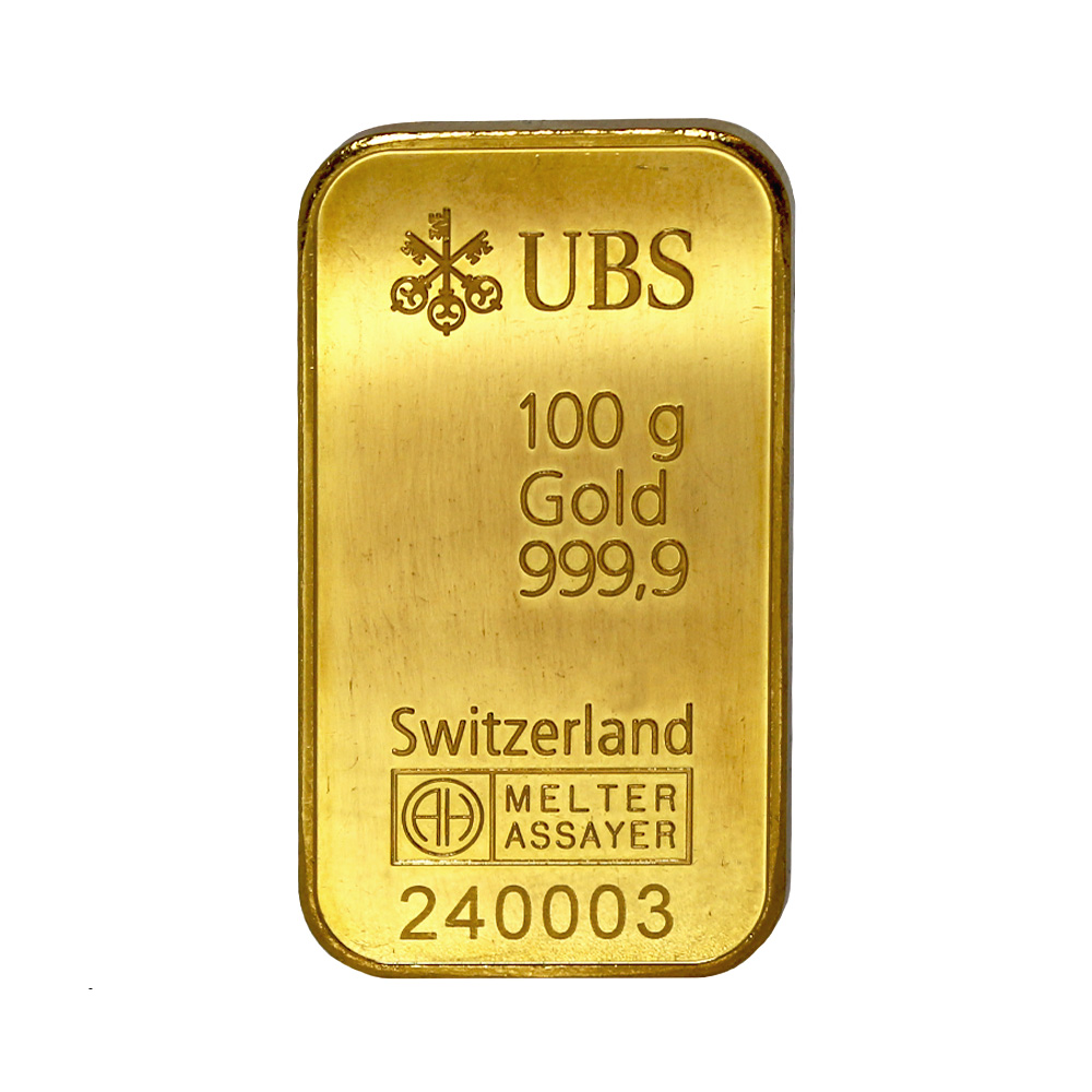 Gold Bar Circulated UBS 100 g