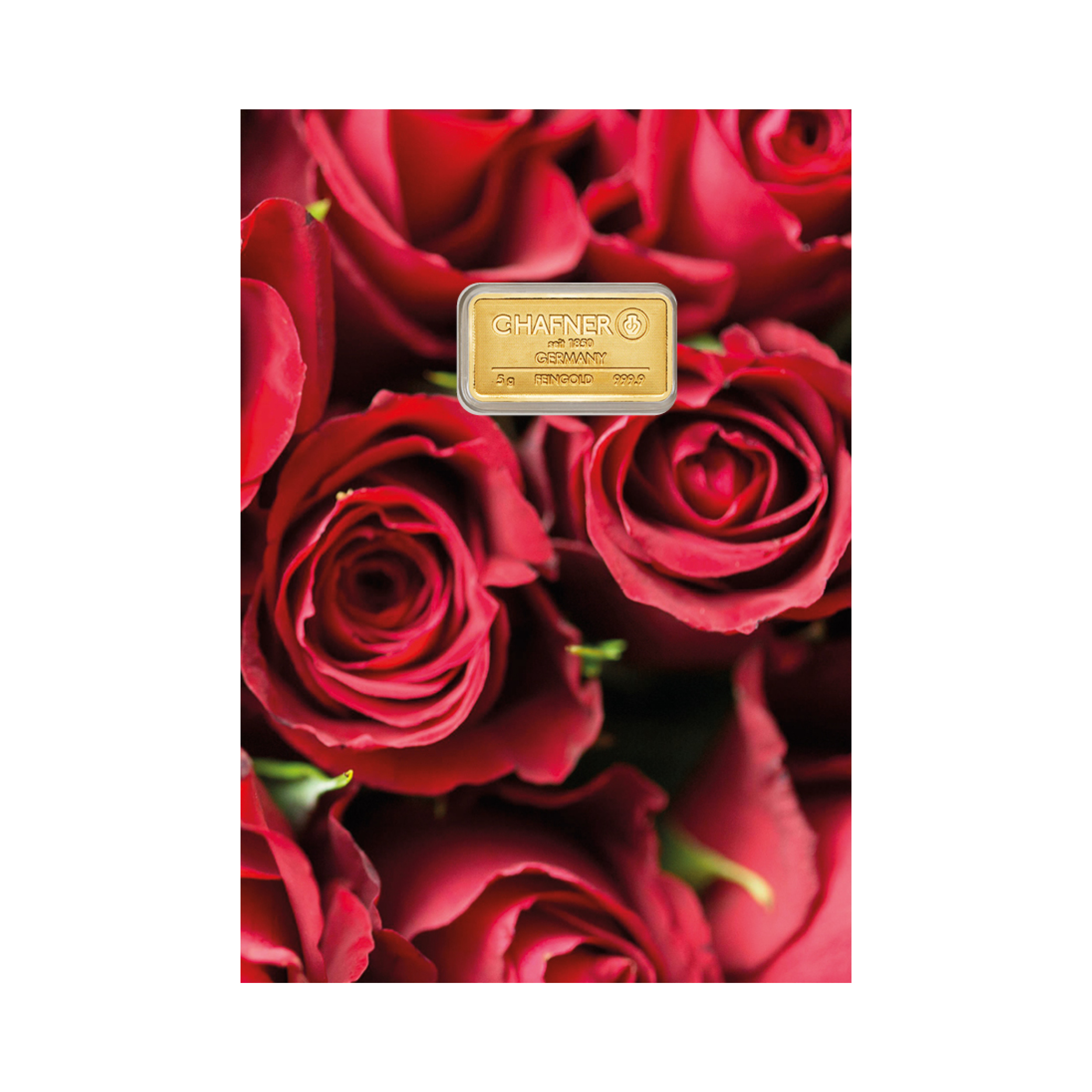 24K GOLD BAR C.HAFNER 5 G + SLEEVE ROSES