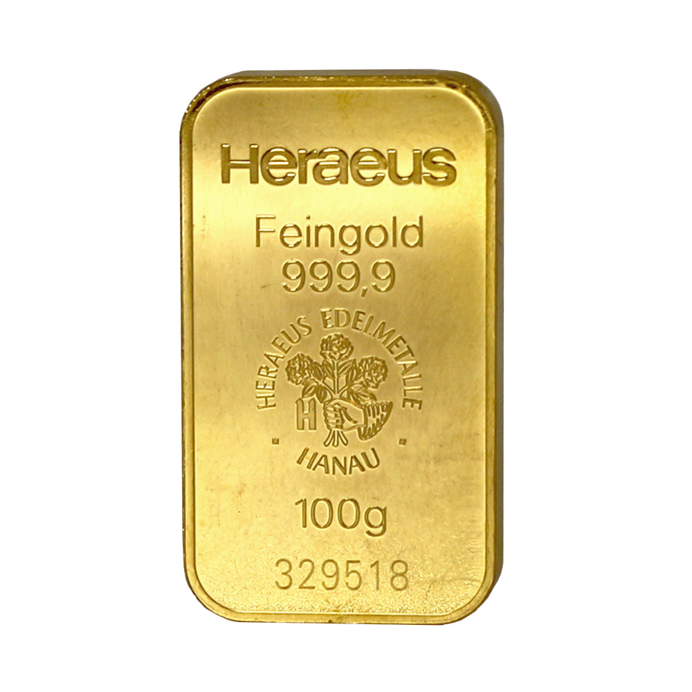 Gold Bar Circulated Heraeus Minted 100 g