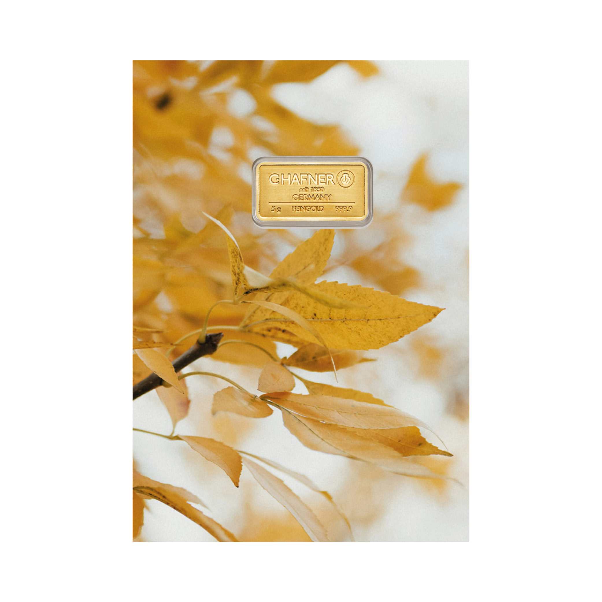 24K GOLD BAR C.HAFNER 5 G + SLEEVE AUTUM LEAF